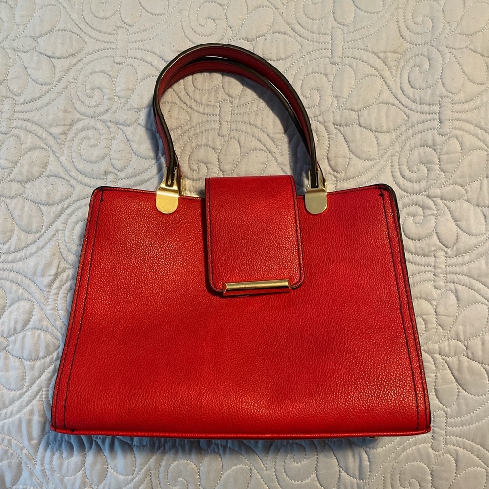 Vintage red leather mini handbag